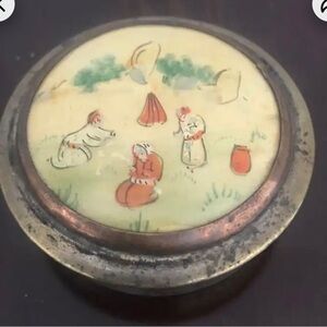 Vintage Persian Mother of Pearl Hand Painted Trinket Mirror Box